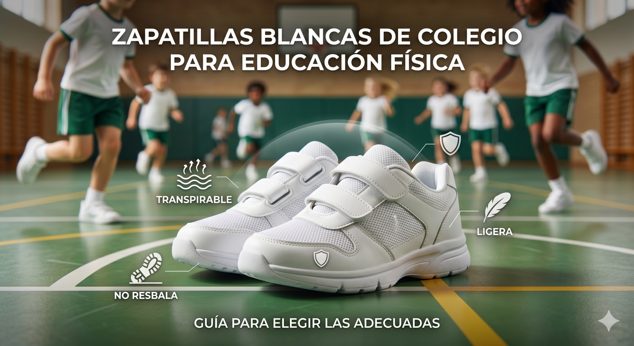 zapatillas blancs para educación fisica